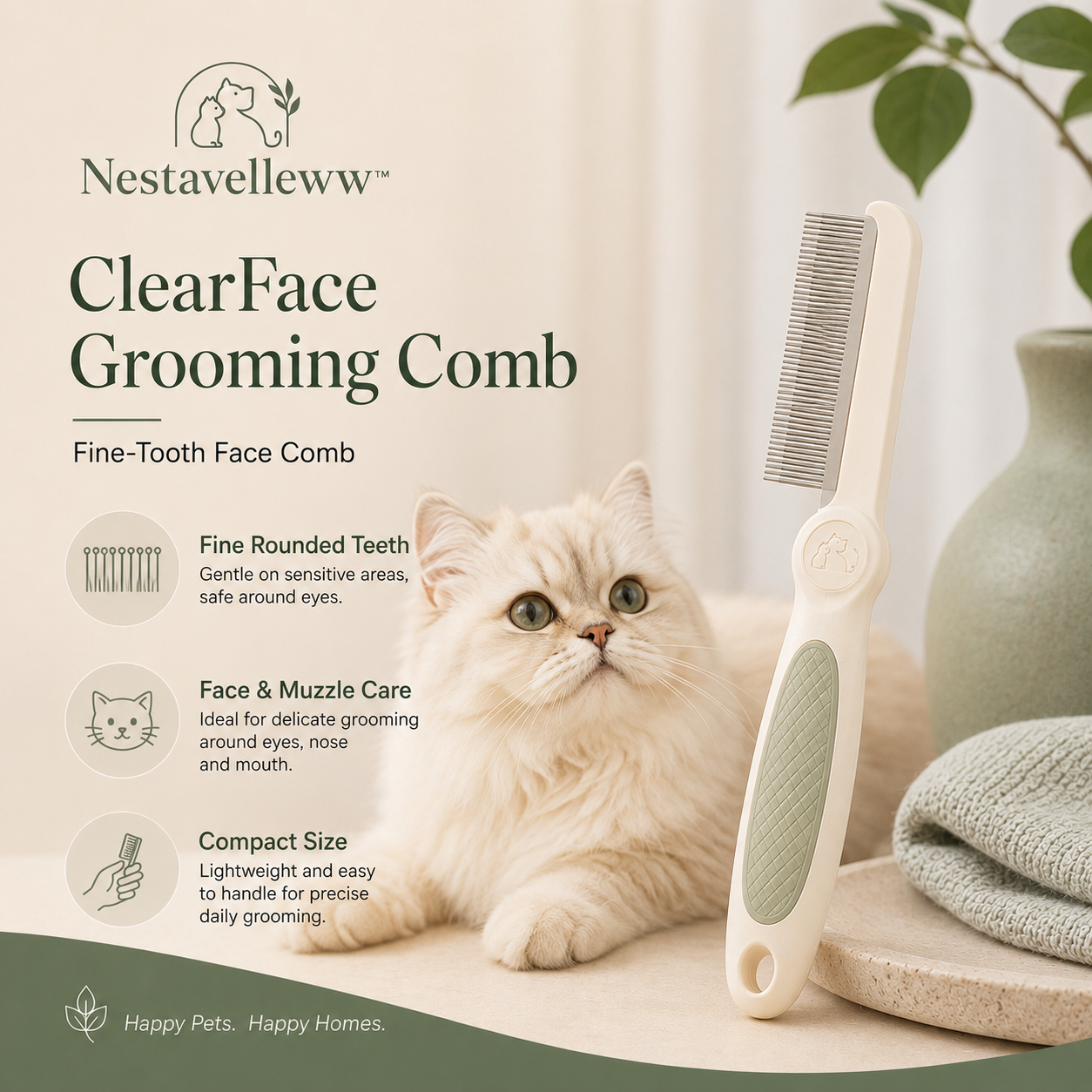 Nestavelleww™ ClearFace Grooming Comb